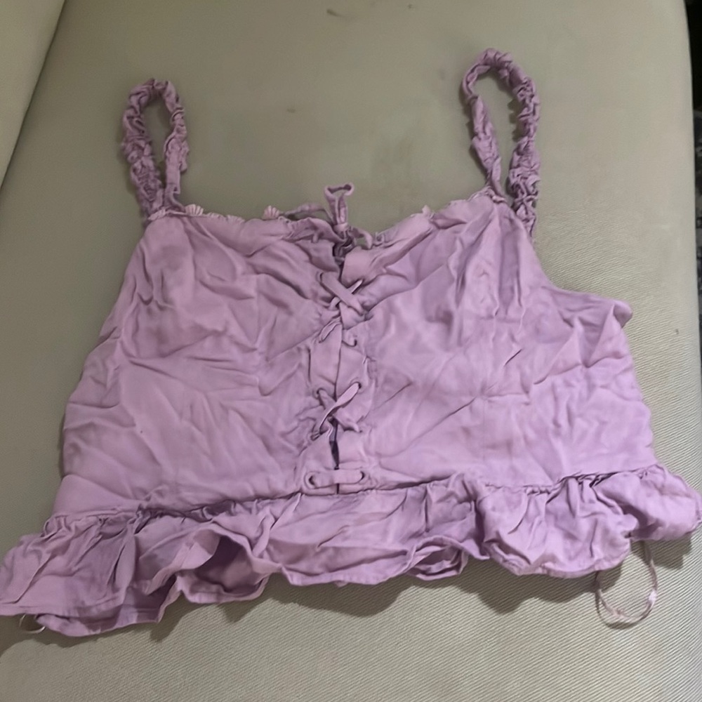 urban outfitters purple crop top lace up